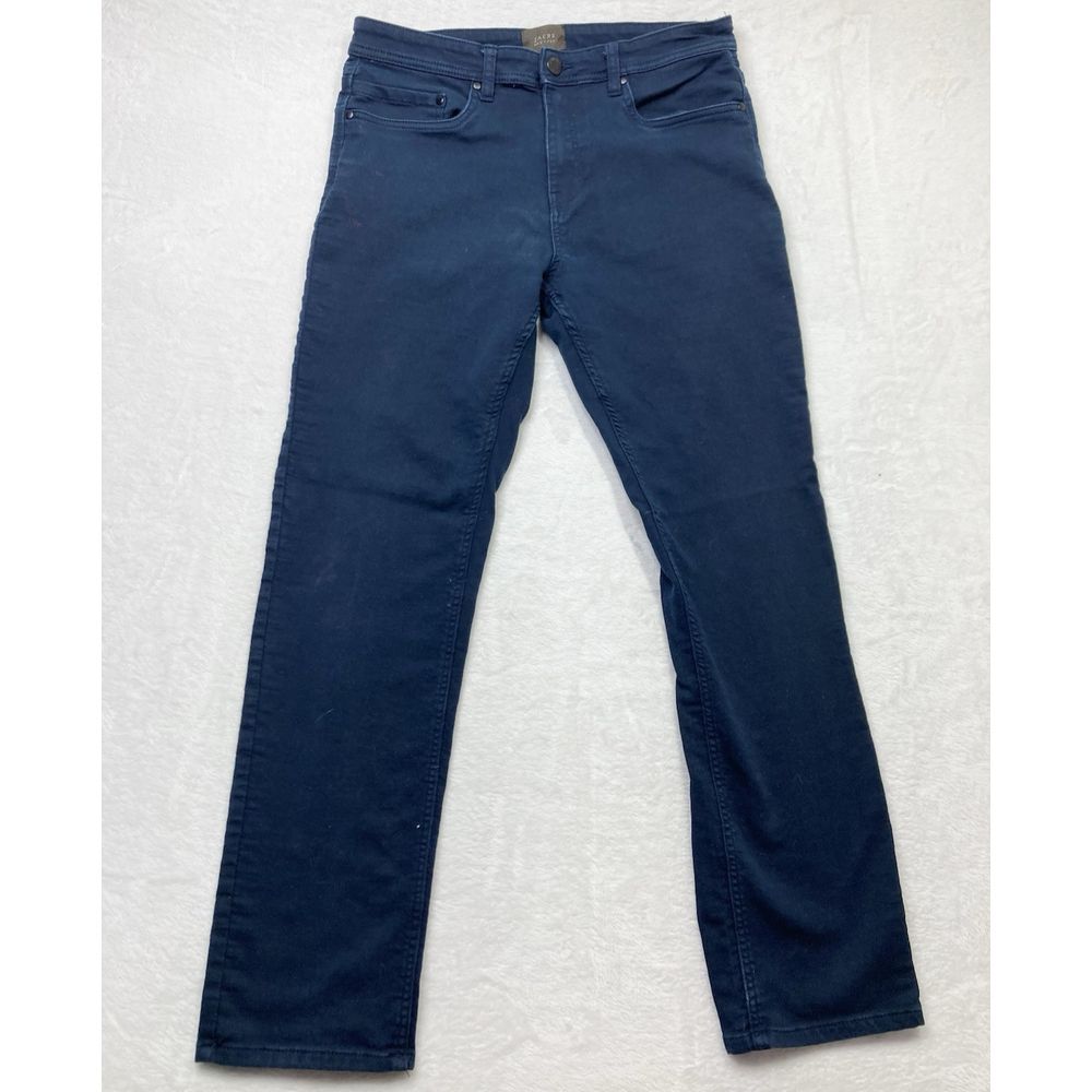 Jachs Chino Pants Mens 34x32 Navy Blue Straight Measures 32x29.5 5-Pocket